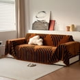 thumbnail image 2 of HUGNEO 71"x51" Chenille Sofa Cover, Non Slip Soft Tassel Couch Cover, Machine Washable Furniture Protector for Kids Pets, Brown, 2 of 11