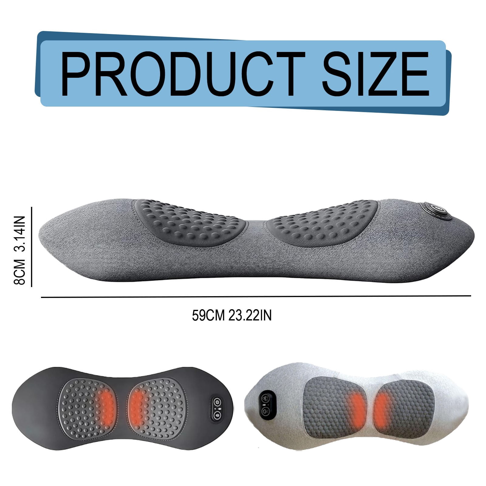 3 in 1 Lumbar Massage Cushion Heated Vibrating Back Massager Neck Shoulder Massage Pillow for Office Workers Ergonomic Massage Pad Back Pain Relief Pad 23.22x3.14 Inch (1Pcs)