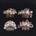 thumbnail image 1 of Peineta para el pelo de boda de oro rosa, perlas de diamantes de imitación, peinetas de flores y hojas, piezas de pelo de novia hechas a mano para mujeres y niñas, accesorios para el pelo de boda para novias, 4 piezas Sincero Electrónica, 1 of 5