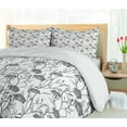 thumbnail image 5 of Ambesonne Grey Duvet Cover Sets, Blooming Flowers Buds Art, 2-King, Grey White, 5 of 7
