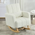thumbnail image 5 of YIYADO Rocking Chair in Teddy Velvet with Pillow, Cream White High-Back Accent Chair for Living Room, Nursery & Bedroom, 5 of 7