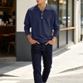 thumbnail image 5 of Fabrcox Men Long Sleeve Polo Shirts Classic Fit Collared Golf Shirts for Men Button Casual Outdoor Sports Office Men Work Shirt Navy XXXL, 5 of 6