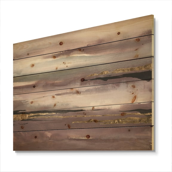 Designart 'Fractal Purple Glam Storm IV' Glam & Shabby Chic Print on Natural Pine Wood