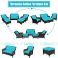 thumbnail image 5 of Gymax 5PCS Rattan Patio Conversation Sofa Furniture Set Outdoor w/ Turquoise Cushions, 5 of 10