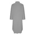 thumbnail image 6 of Usmixi Dresses for Women 2023 Plus Size Casual Loose Side Slit Cotton Linen Fall Long Dresses with Pocket Solid Long Sleeve V-Neck Maxi Formal Dresses for Women Gray XXL, 6 of 7