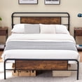 thumbnail image 2 of Huisuilinss Queen Size Metal Platform Bed Frame with Wooden Headboard and Footboard, Vintage Queen Bed Frame,Mattress Foundation, No Box Spring Needed, Large Under Bed Storage, Non-Slip Without Noise, 2 of 8