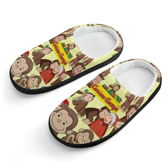 Curious George Cartoon Slippers Cute Cotton Slippers for Boys Girls Kids Favors Shoes 2025 Plush Lightweight Warm Slippers