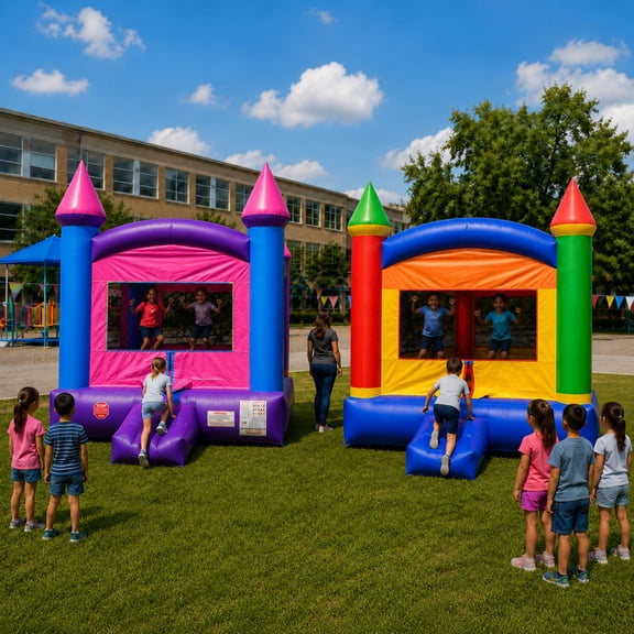 Pogo Crossover Inflatable Bounce House Jumper Outdoor Bouncy Castle 2-Pack