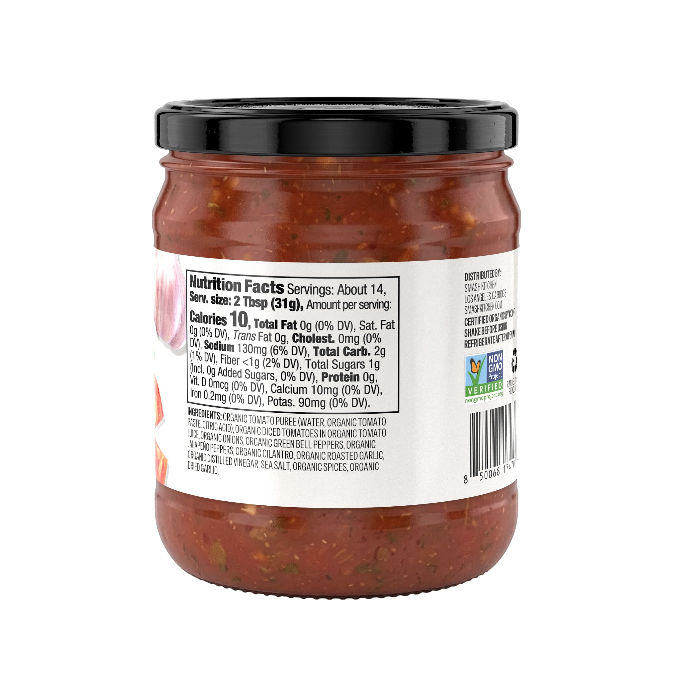 (2 pack) Smash Kitchen Organic Thick and Chunky Mild Cilantro Garlic Salsa Dip, 15.5oz