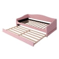 thumbnail image 4 of Imerelez Teddy Fleece Twin Size Upholstered Daybed with Light and Trundle - Pink, 4 of 7