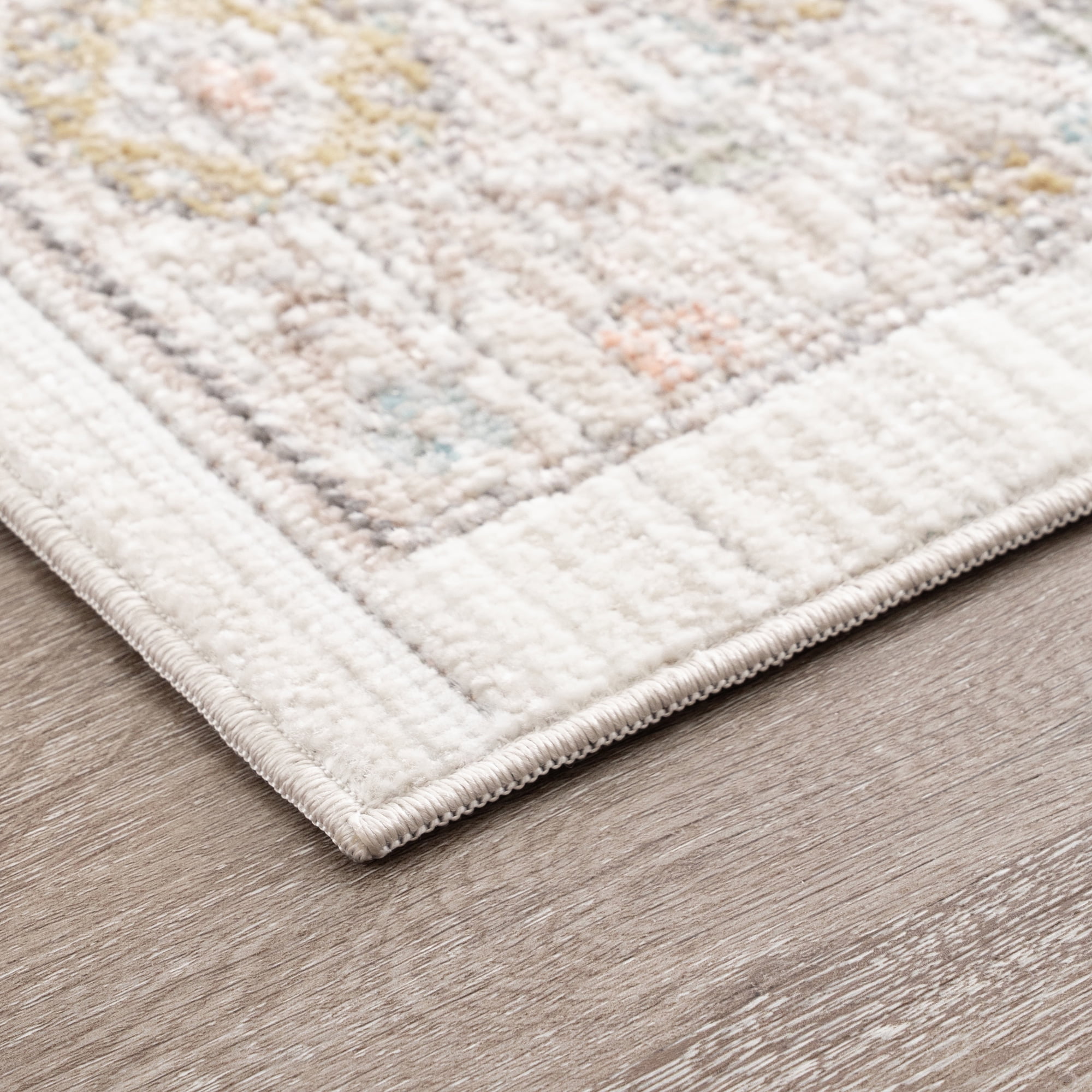Crestwood Traditional Oriental 2x3 Cream and Aqua Polyester Indoor Area Rug, 2' x 3'