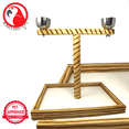 thumbnail image 2 of Bonka Bird Toys PP1414 Large Wooden Playstand with Perch and Feeder Cups, 2 of 7