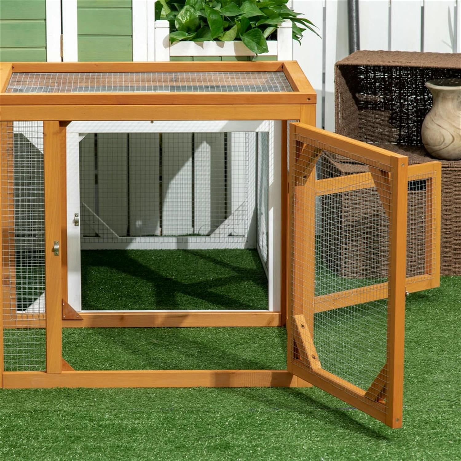 Demi Bonn 55" Outdoor Wood Run Hen House, Mini Chicken Coop Add-on Expansion Accessories, Orange