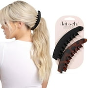 Kitsch Banana Clip - Secure & Sturdy Grip Banana Clips for Women | No Crease, Durable Hair Accessories for Women | Great for Stylish Ponytails & Updo - Black & Brown, 2 Pcs