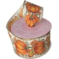thumbnail image 2 of Pumpkin Patch Natural Wired Ribbon - 2 1/2" x 10 Yards, Fall Decor, Bows, Autumn Wreath, Halloween, Thanksgiving, 2 of 3