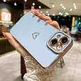 thumbnail image 3 of Compatible with iPhone 14 Case Cute, Luxury Plating Heart Phone Case, Electroplated Edge Bumper Case for Women Girls Soft TPU Shockproof Camera Protective Back Cover - Light Blue, 3 of 10