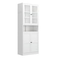 thumbnail image 5 of Tcbosik 72.2" Tall Pantry Cabinet with 2 Glass Doors, Metal Cabinet with Adjustable Shelves, Kitchen Storage Cabinet for Living Room, Dining Room, White, 5 of 10