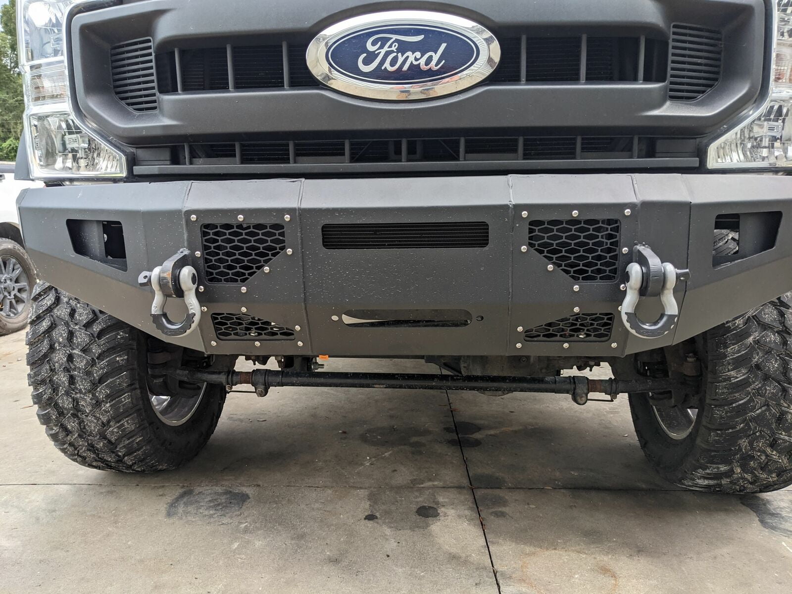 KOJEM Front Bumper for 2017-2019 Ford F250 F350 F450 Super Duty w/LED Lights 3 PCS