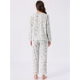 thumbnail image 4 of DARING DIVA Pajamas Long Sleeves Cotton Button Down U Neck Set L White Floral, 4 of 6