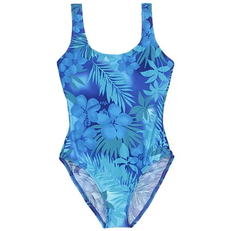 Catalina - Women's Plus Ribbed Blue Hawaii Swim Suit
