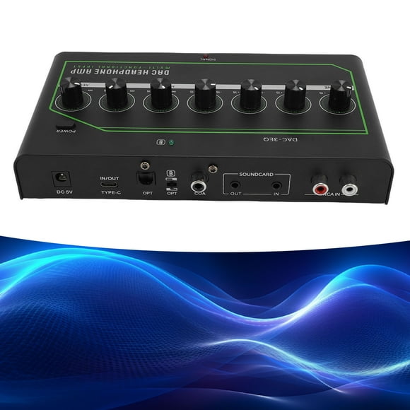Gaming DAC Headphone Amplifier, Digital to Analog Audio Converter with Bass Treble Control, Built in , Type C, 3.5mm Stereo,Optical,Coaxial,PCA