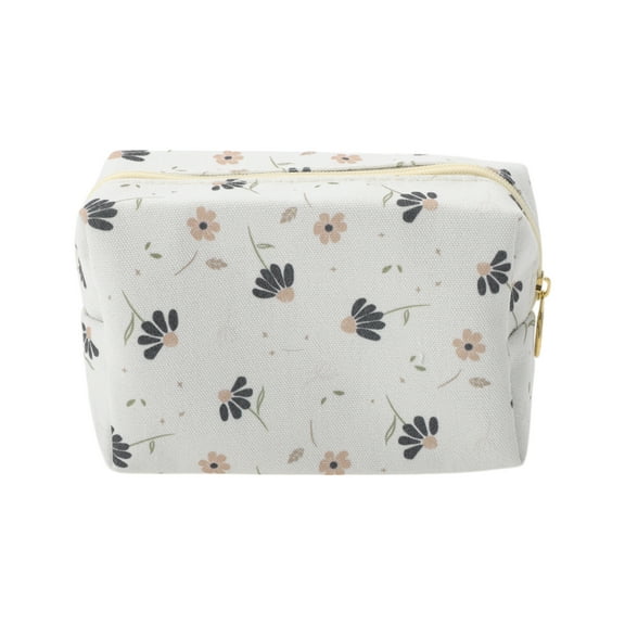 Unique Bargains 1 Pc Portable Print Makeup Bag Pink Polyester