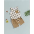 thumbnail image 3 of NZNDSHD Toddler Boys Summer Outfit Sets Sleeveless Checkerboard Print Vest + Solid Color Drawstring Shorts, 3 of 8
