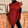 thumbnail image 5 of Poncho Shawl, Duoif Womens Solid Color Frayed Pullover Fringed Shawl Sweater Cape Fashion Coat Shawl Wraps for Women Red L, 5 of 5