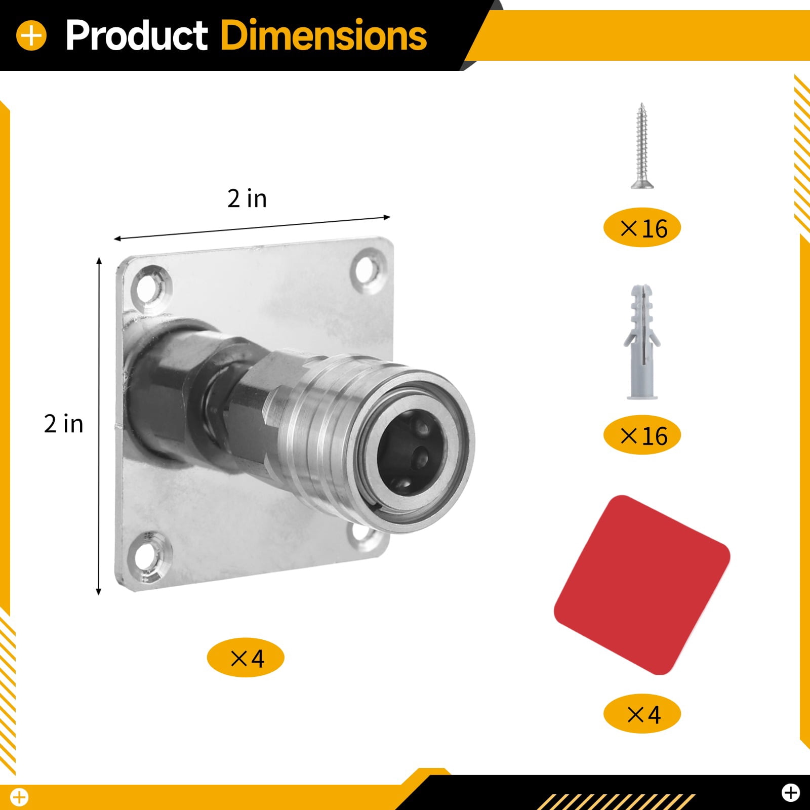 4 Pcs Foam Cannon Holder with Adhesive Stickers, Screws and Expansion Nuts, 1/4 Inch Quick-Release Stainless Steel Mount for Pressure Washer Accessories, Nozzle Tips, Spray Tools