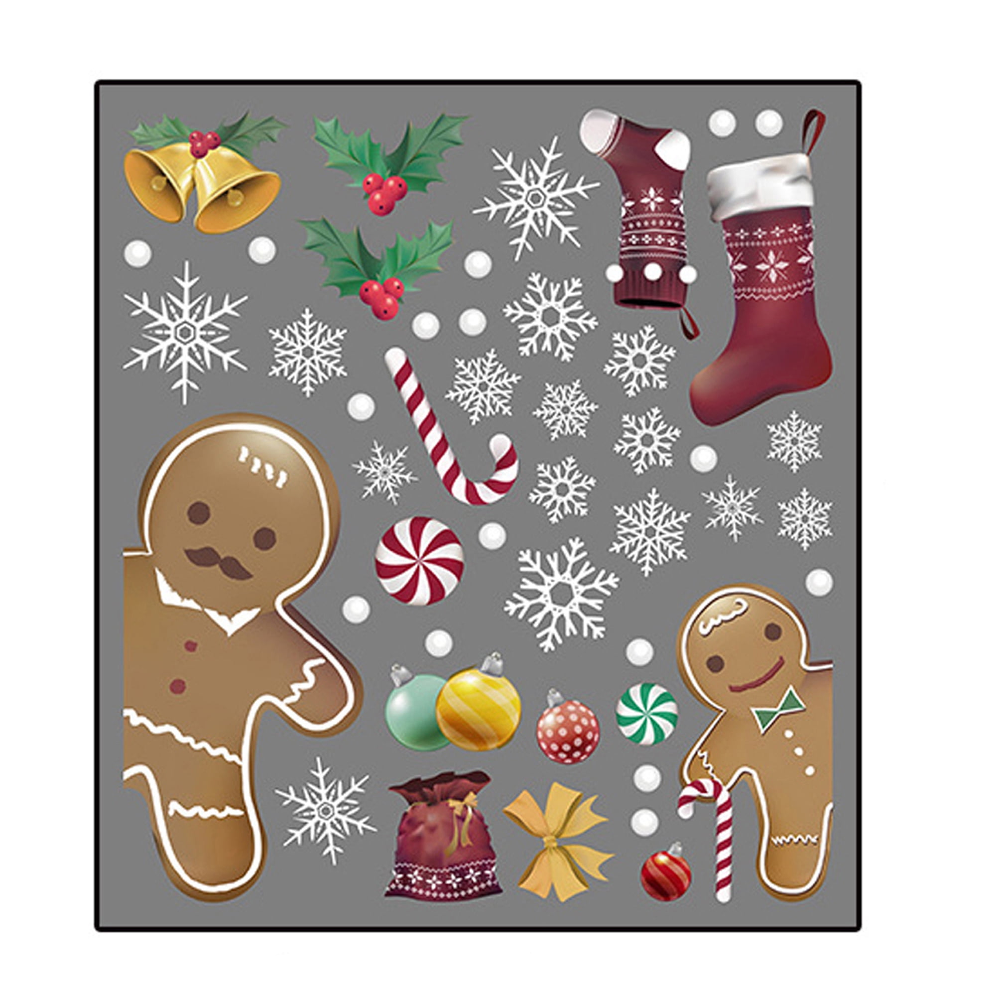 Giftwrap Window Decor 20 x Gingerbread man vinyl stickers decal,Christmas Wall 