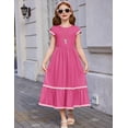 thumbnail image 5 of Arshiner Girls Summer Maxi Dresses Short Sleeve Casual Flowy Tiered A-Line Dress with Pockets, 5 of 6
