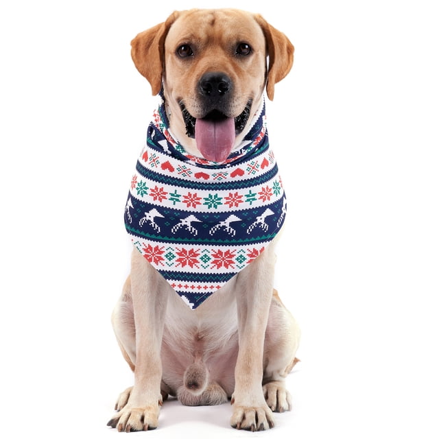 Christmas Dog Bandana Earmuffs Noise Relief Adjustable Elastic Bib Scarf