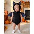 thumbnail image 6 of RUINIXCW Baby Bat Halloween Costume Wing Design Warm Plush Sleeveless Hooded Romper, 6 of 8
