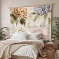 thumbnail image 3 of Spring Hydrangea Floral Tapestry for Bedroom Wall Hanging Tapestry, Vintage Botanical Flowers Ceiling Backdrop Tapestries Poster Blanket Wall Decor for Teens Room Living Room Dorm 59" x 79", 3 of 8