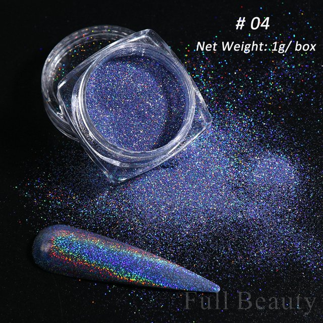 Polvo de Hada de uñas cromadas blancas, purpurina iridiscente, pigmento tipo espejo Aurora, arte holográfico para uñas, accesorios para manicura NFX01