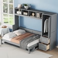 thumbnail image 2 of Full Size Murphy Bed with Closet and Drawers, Wall Bed with Built-in Top Shelf, Can Be Folded Into A Cabinet, for Guest Room Small Room, Space Saving & No Box Spring Needed, Gray, 2 of 8