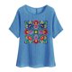 thumbnail image 1 of Camiseta de Mujer Camiseta de Manga Corta Impresión Casual Raglan Suelto de Lino Top Blusas, Cuello de la Tripulación, 1 of 4