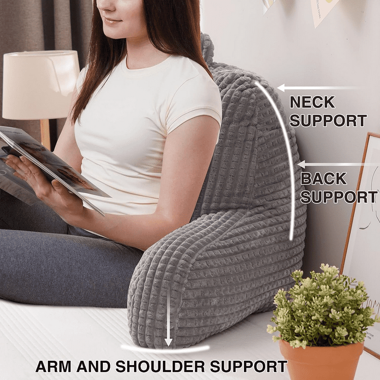 Btargot Reading Pillow Bed Wedge Large Adult Backrest Lounge Cushion with  Arms | Back Support for Sitting Up in Bed White