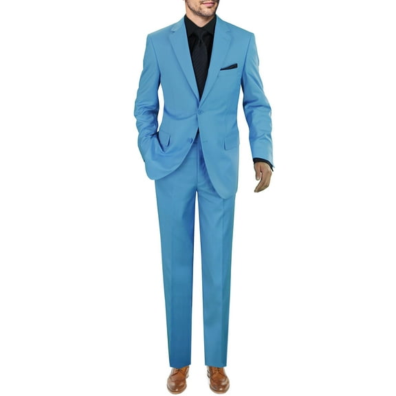 Presidential Giorgio Napoli Men's Two Button Suit Sky Blue