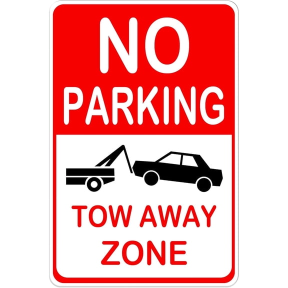 No Parking Tow Away Zone Warning Sign Crossing Traffic Instructions for Community Farm Country City Neighborhood Driveway Hotel Mall Building Bar 8 X 12 Inches