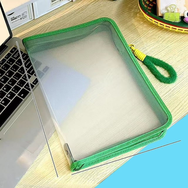 Neoyler A4 Size Transparent Storage Bag with Zipper Closure for School Office and Home Organizing Student Homework Files Document Holder Fireproof Portable Paper Organizer 32.5x23.5cm