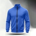 thumbnail image 5 of CBASIHI Mens Zip Up Sweatshirts with Pockets Long Sleeve Fall Winter Stand Up Collar Casual Warm Fleece Track Jacket Blue S, 5 of 9