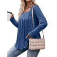 thumbnail image 4 of STARVNC Women Square Neck Long Sleeve Pleated Curved Hem Tunic Top, 4 of 7
