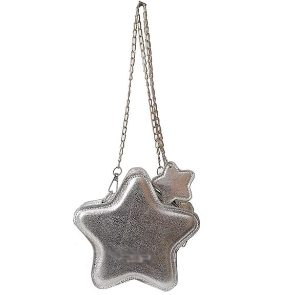 Jiibva Cute Five Point Star Shape Shoulder Bag Crossbody Bag Y2K Kawaii Messenger Bag Cartoon Chain Bag Woman Purse Leisure Shopping Bag