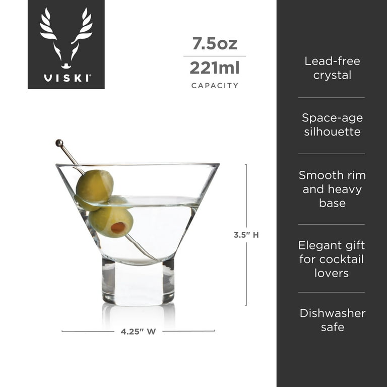 Craft Cocktail Set of 4 Stemless Martini Glasses