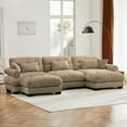 thumbnail image 7 of 130" Sectional Sofa Cloud Couch with 2 Ottomans, U Shaped Convertible Sofa Comfy Deep Seat Couch with Round Bolster Armrests, Waist Pillow and Throw Pillows for Living Room Bedroom Apartment, Camel, 7 of 7