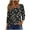 Z1-Black, variant on 3/4 Sleeved Shirts Blouse Square Neck Pleated Floral Printed T-shirt Casual Tops for Women