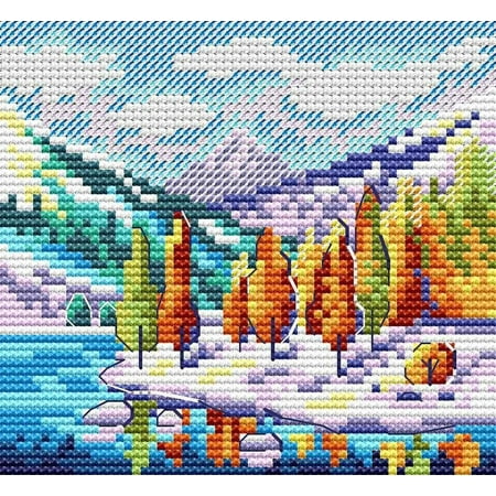 UPC: 4627167305999 | Autumn In The Mountains SM-613 Cross-Stitch Kit by MP Studia