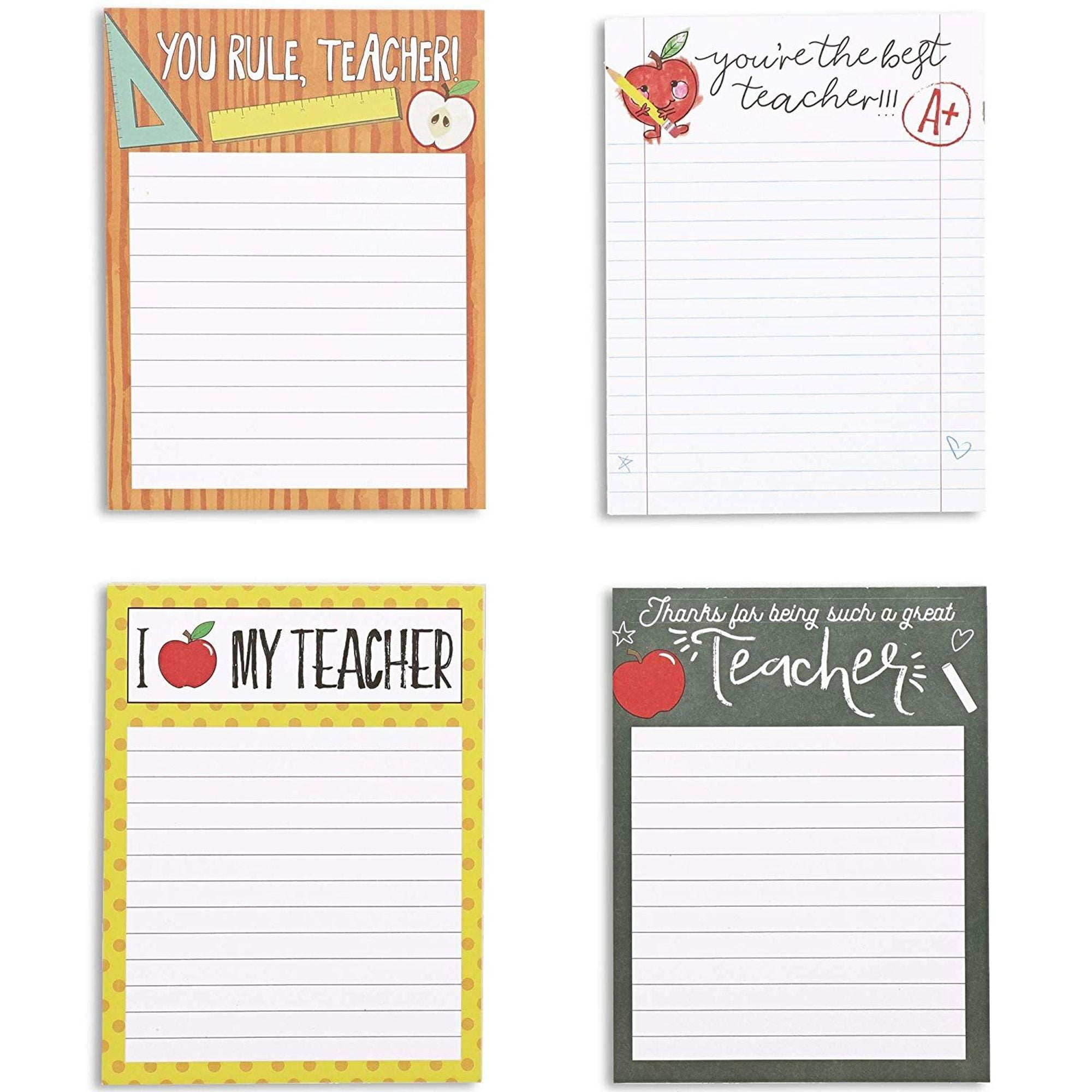 4 Pack Teacher Appreciation Notepads Notebooks Memo Pad Books Lined Paper for Teacher