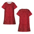 thumbnail image 3 of Bixox Vintage Burgundy Pattern Women's Nightgown, Soft & Breathable Sleepwear, Round Neck Knee-Length Pajama Dress,Loungewear for Home & Sleep, 3 of 7